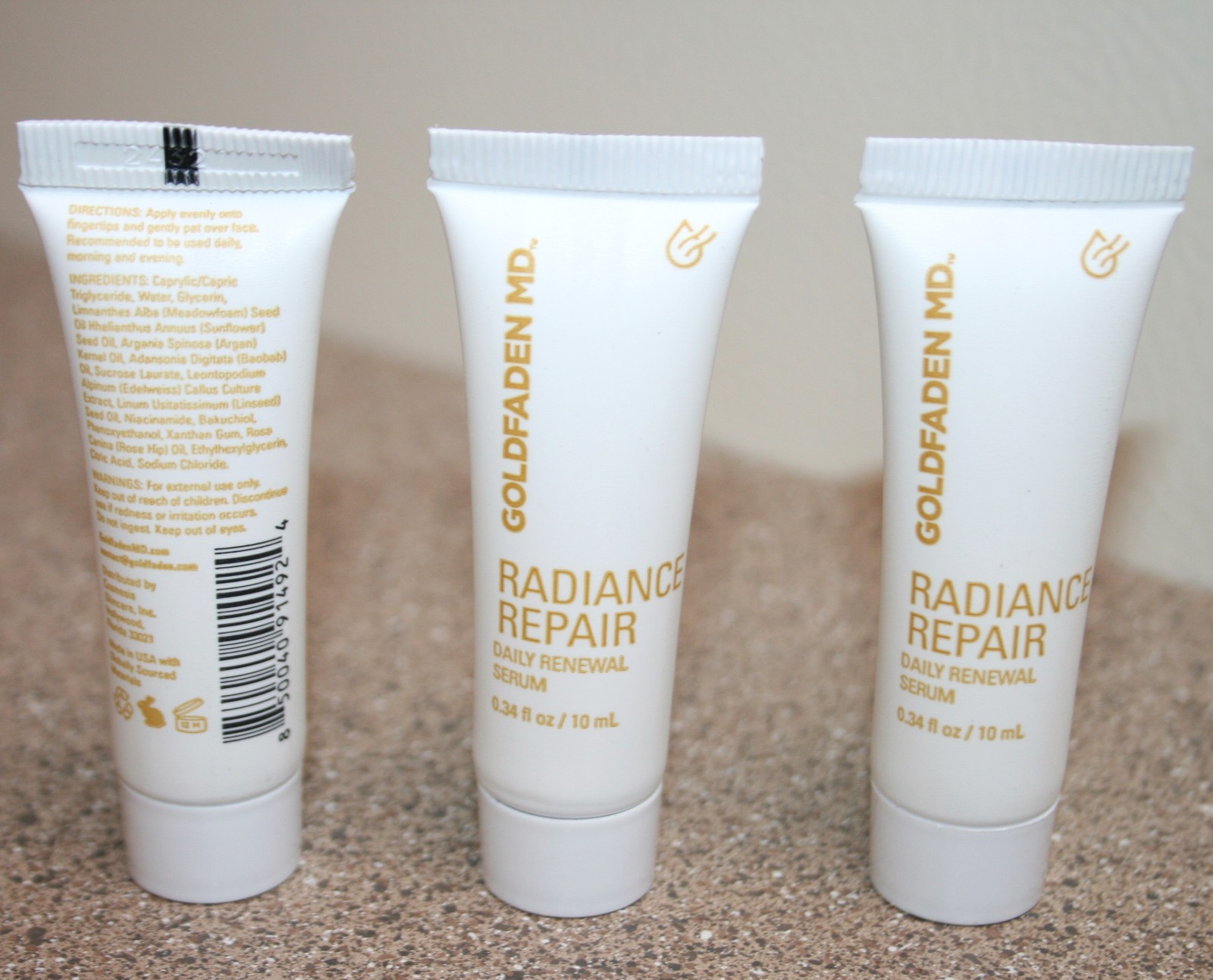 3 x GOLDFADEN MD Radiance Repair Daily Serum 0.34oz Travel = 1oz Full Size $95