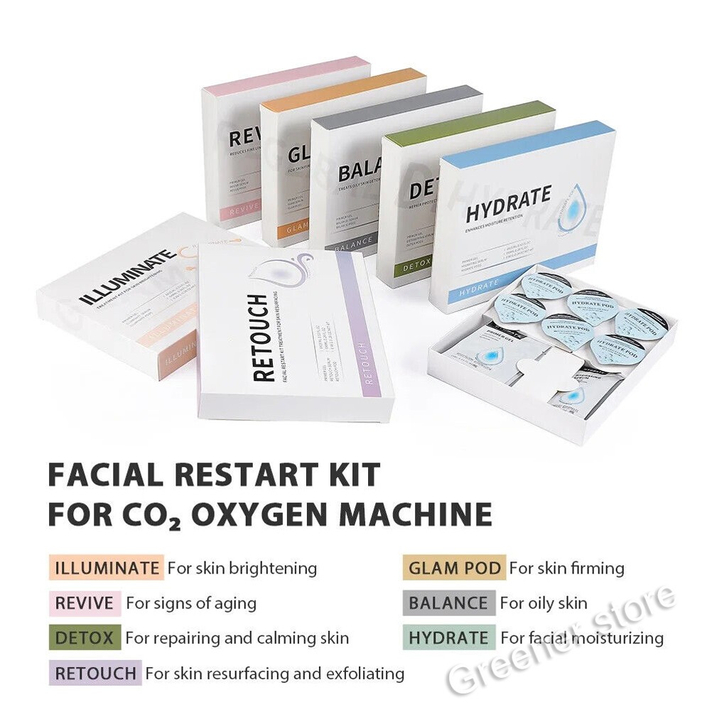 Facial SPA CO2 Bubble Oxygen Beauty Machine Gel Illumination Exfoliates Pods Kit