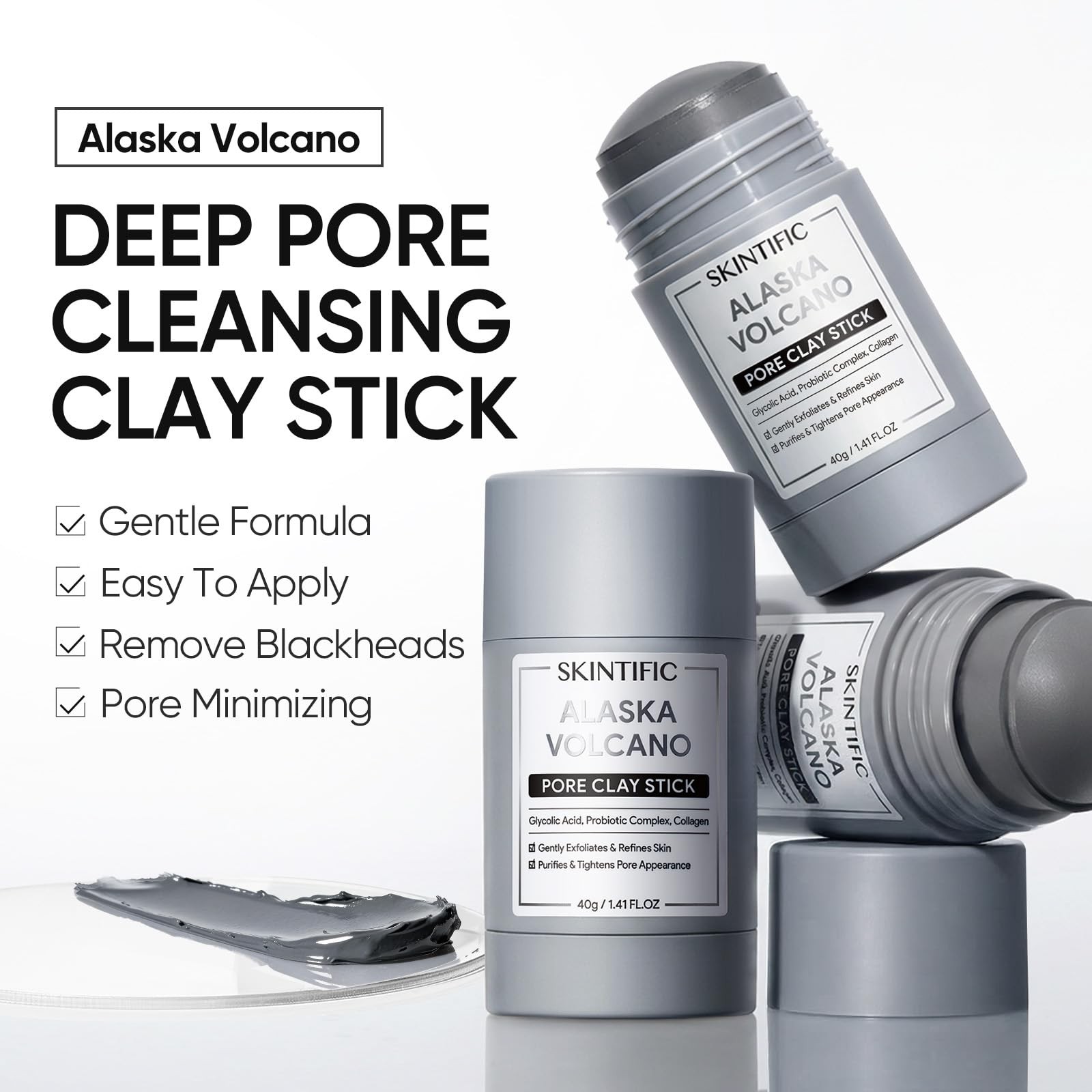 Deep Pore Cleansing Blackhead Remover Face Mask Stick, Mud Mask with Natural …