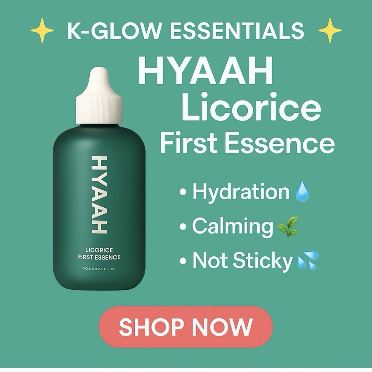 NOT FULL HYAAH Licorice First Essence 200ml US Seller Korea Skin Calming Acne