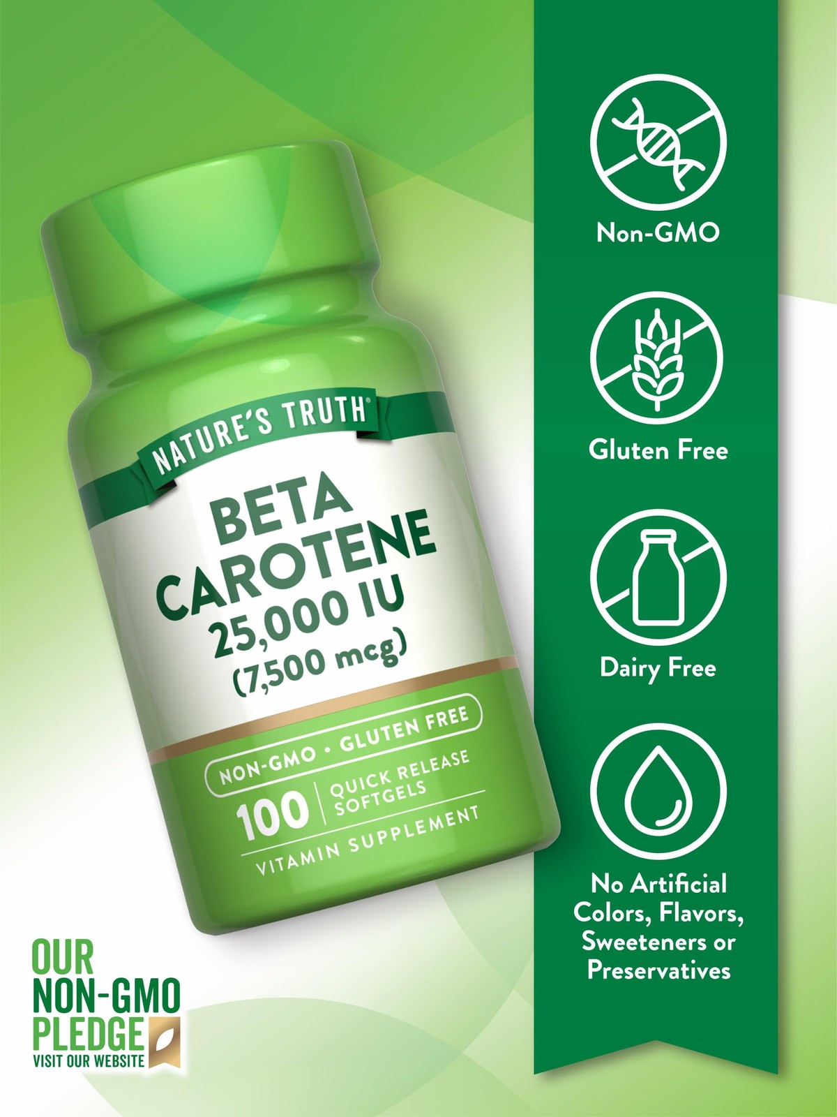 Nature’s Truth Beta Carotene 25000 IU Softgels | 100 100 Count (Pack of 1)