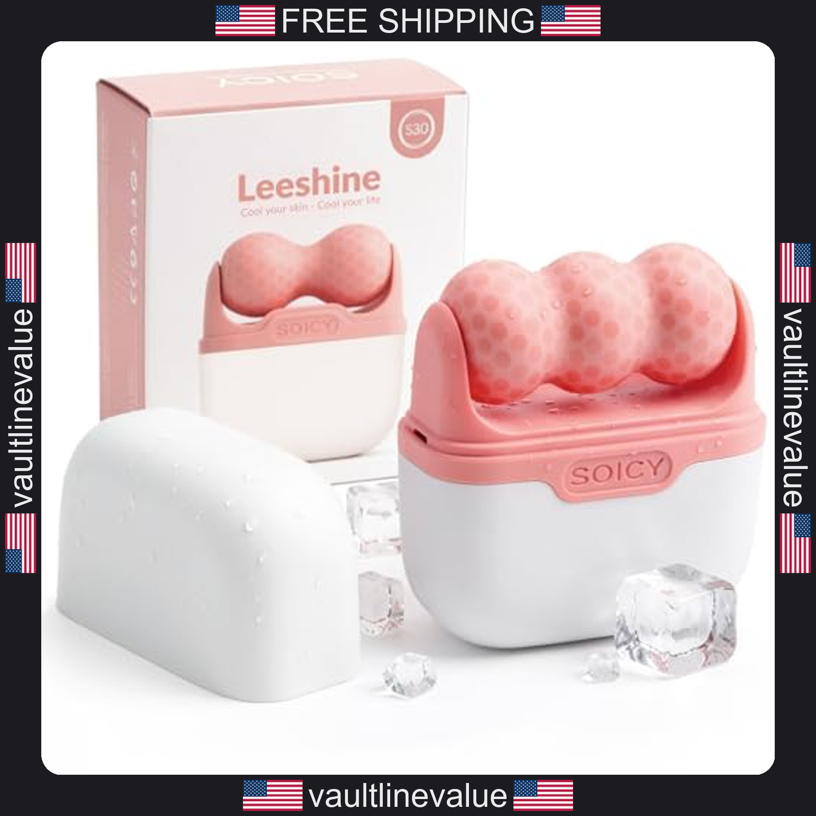 Ice Roller for Face Eyes Puffiness Relief Cooling Facial Skin Care Tool Pink