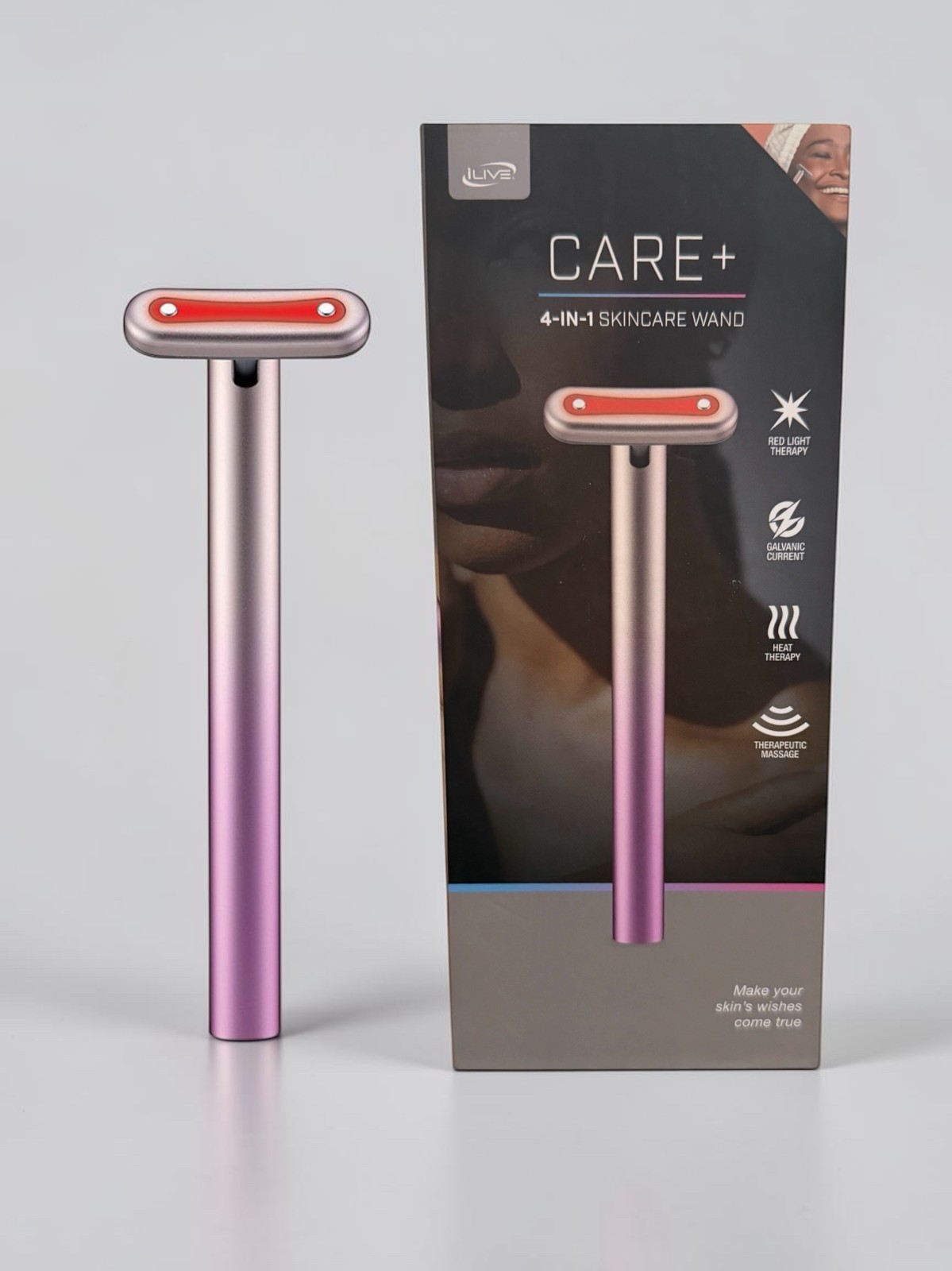 NIB~ iLive Care+ 4-in-1 Skincare Facial Wand Red Light LED Anti Aging Massage