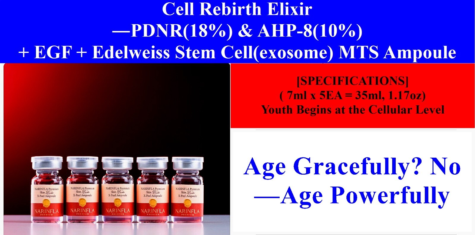 Cell Rebirth Elixir―PDNR(18%) , AHP-8(10%), EGF, Edelweiss Stem Cell MTS Ampole
