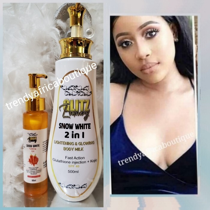 2pcs Glitzluxury SNOW WHITE Body Lotion 500ml & TALKING OIL 100ml👌