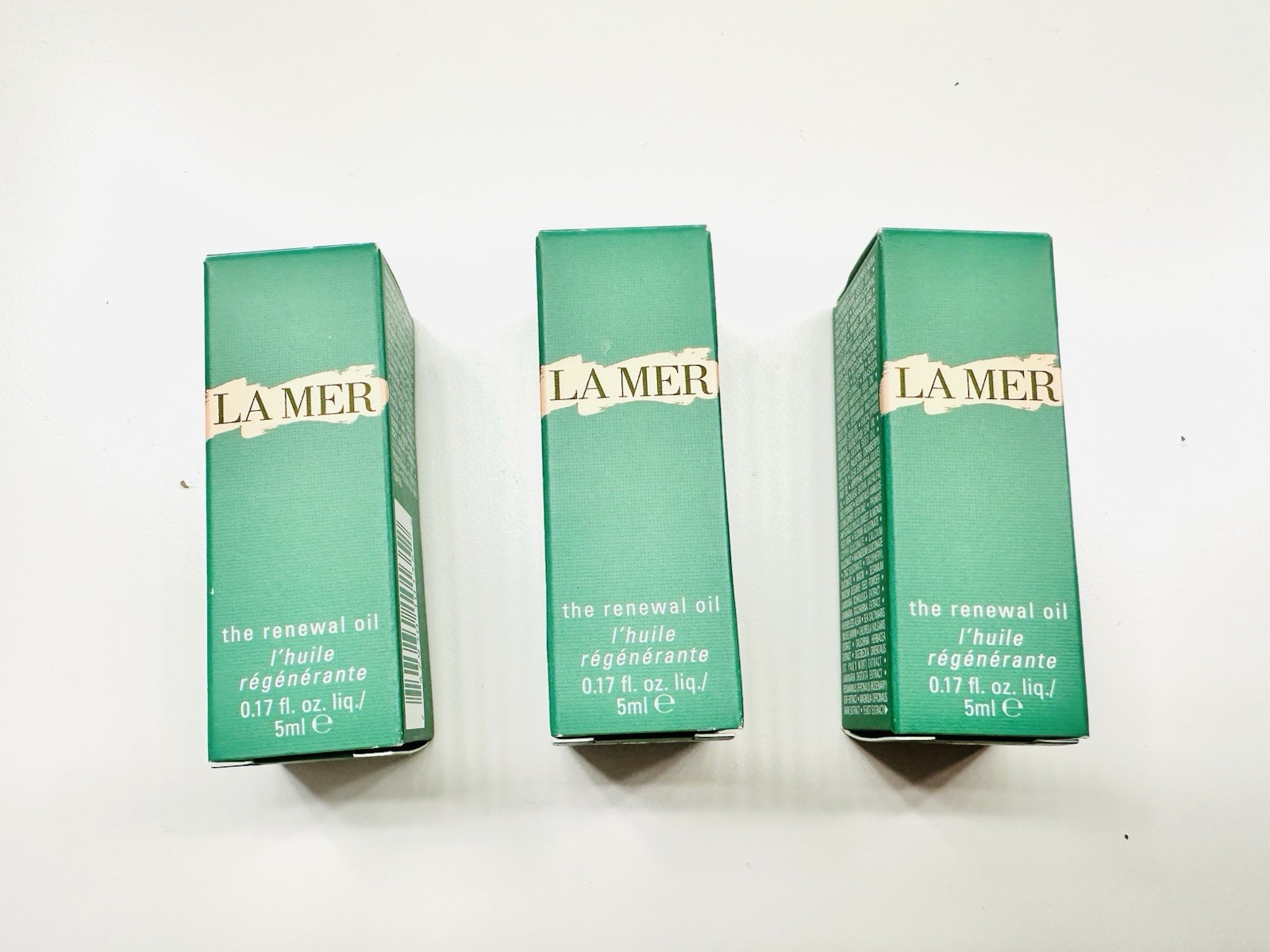 NIB Authentic 3x LA MER The Renewal Oil Sample 0.17 fl.oz/5 ml each (15 mlTotal)
