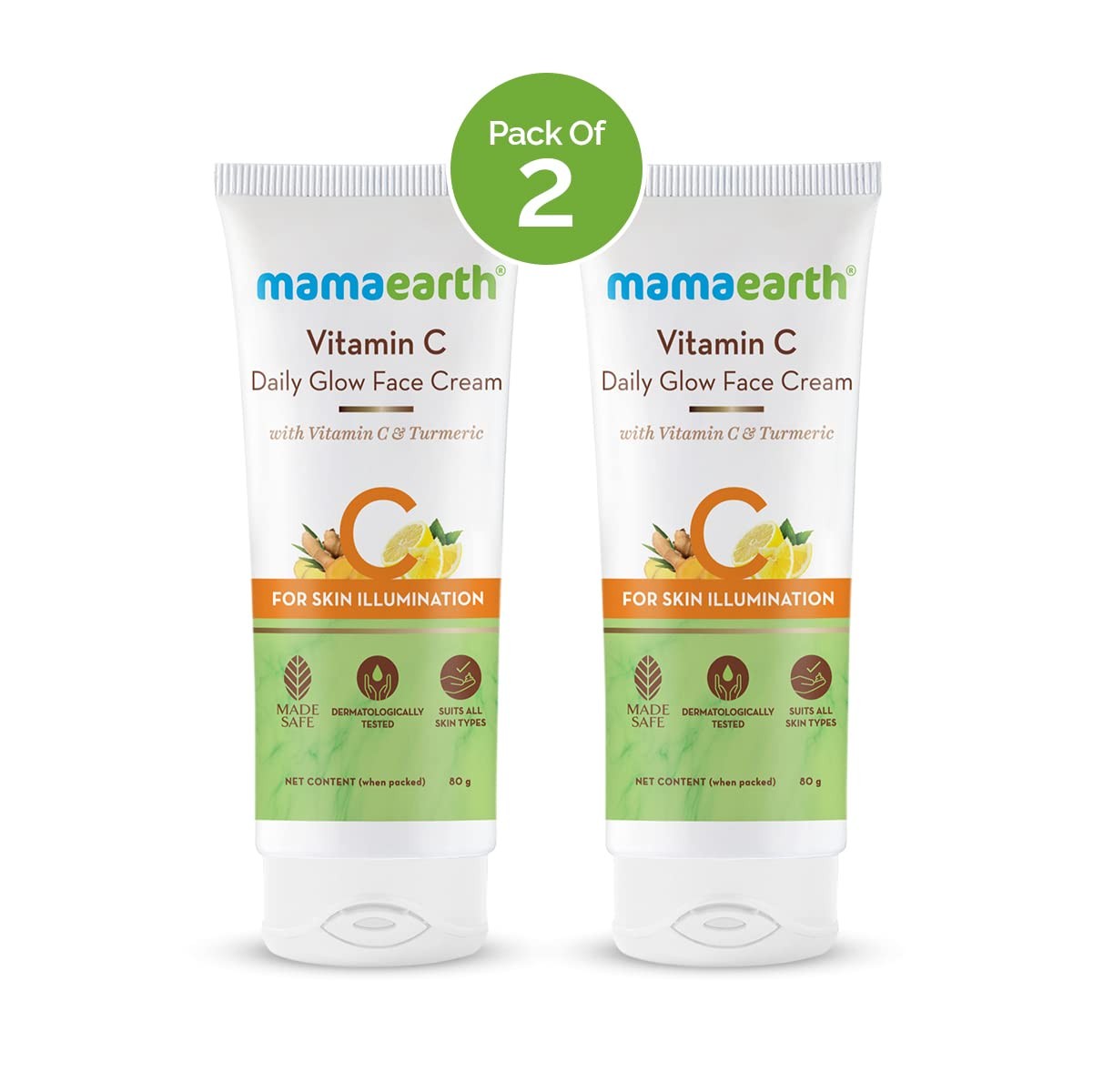 Mamaearth Vitamin C Daily Glow Face Cream Vitamin C & Turmeric 80g pack 0f 2