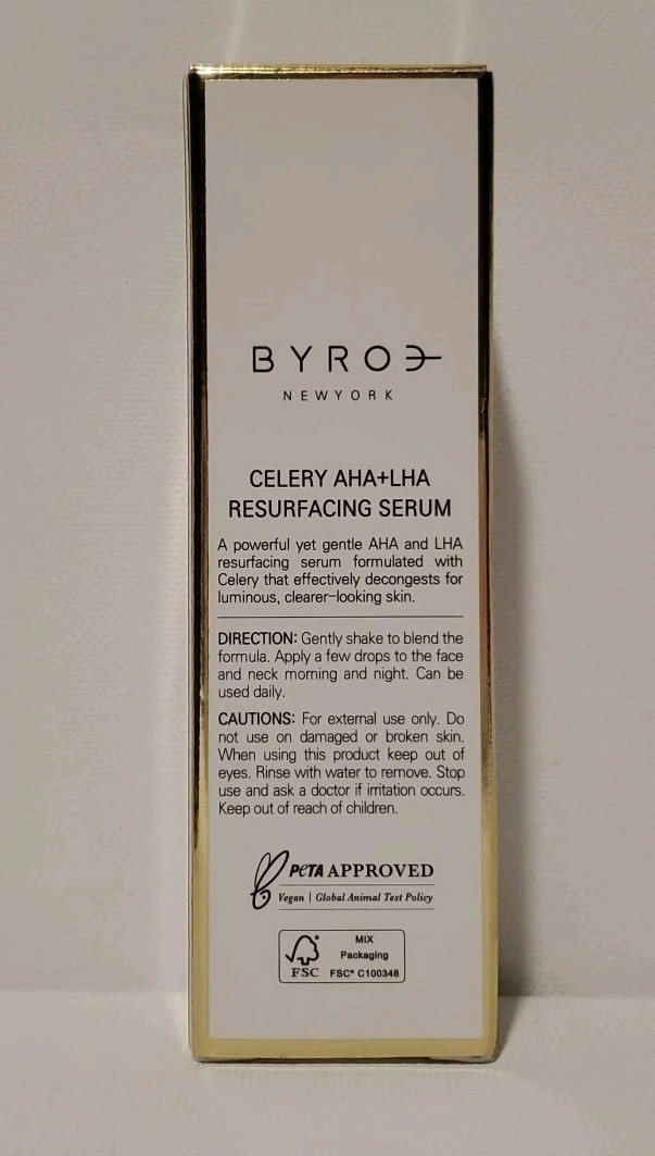 BYROE NEW YORK Celery AHA + LHA Resurfacing Serum 1oz/30mL Full SZ