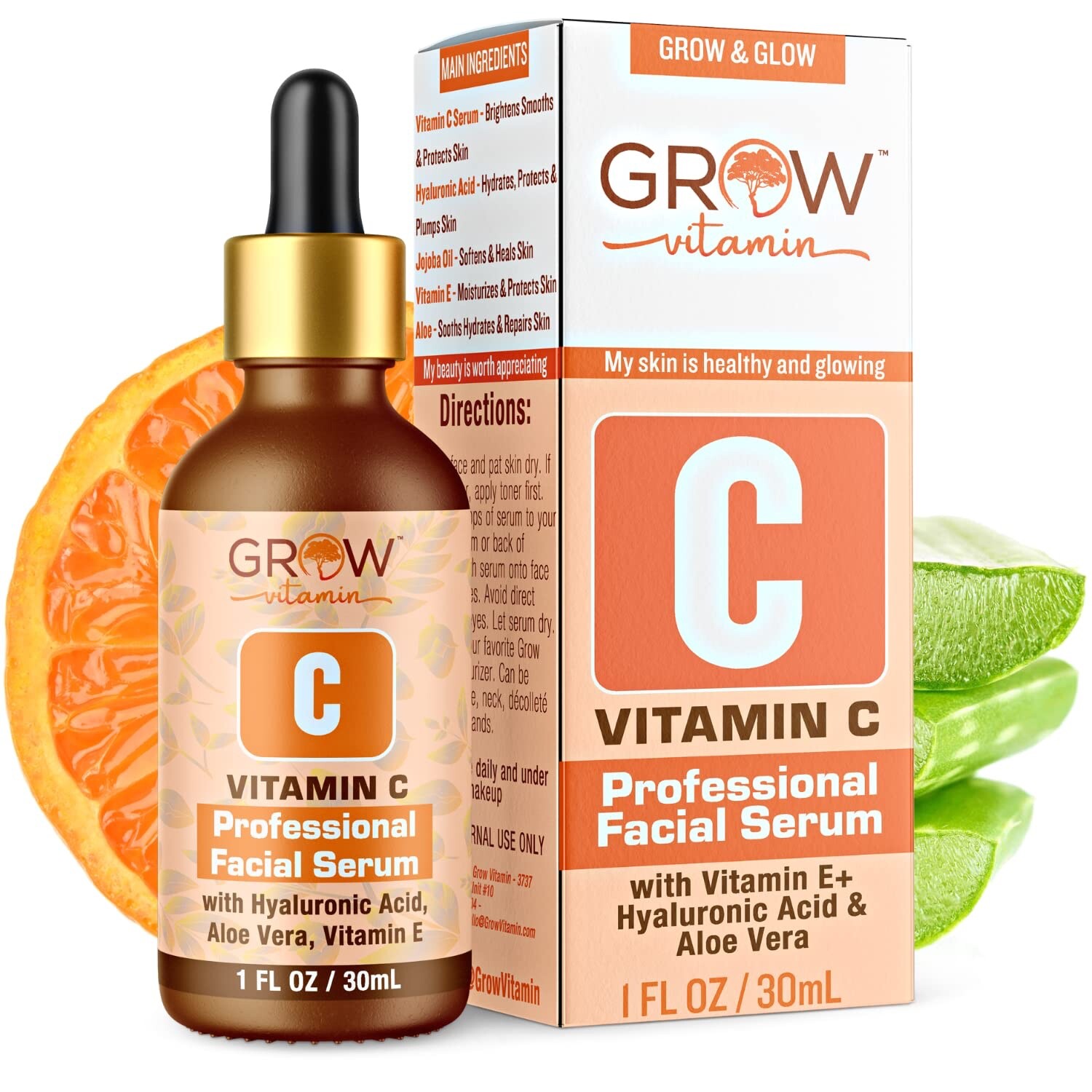 Korean Skin Care 20% Vitamin C Hyaluronic Acid Serum + CE Ferulic Acid, 1Oz