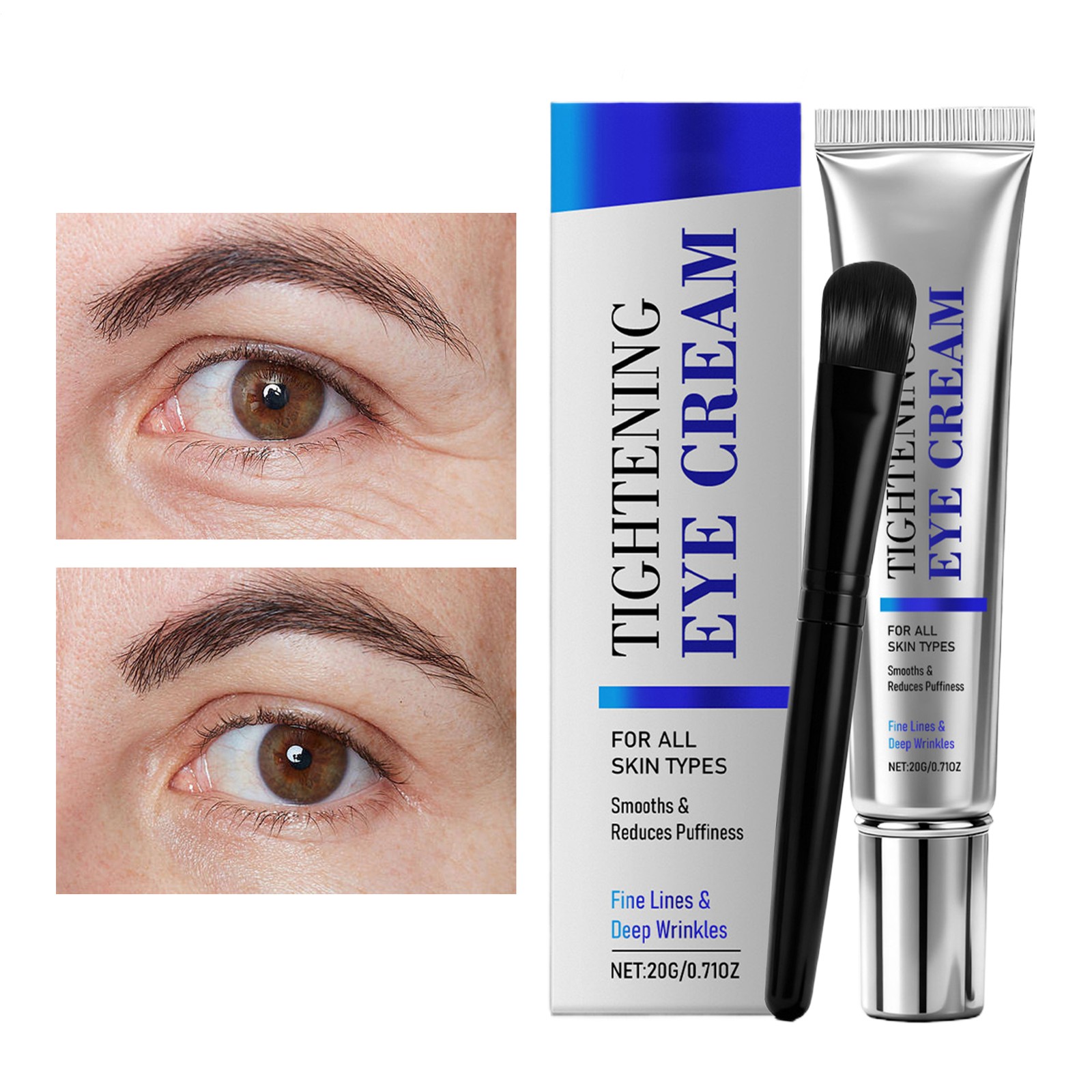 20g Anti Aging Eye Cream Smoothing Moisturizing Eye Care With Applicator Brush