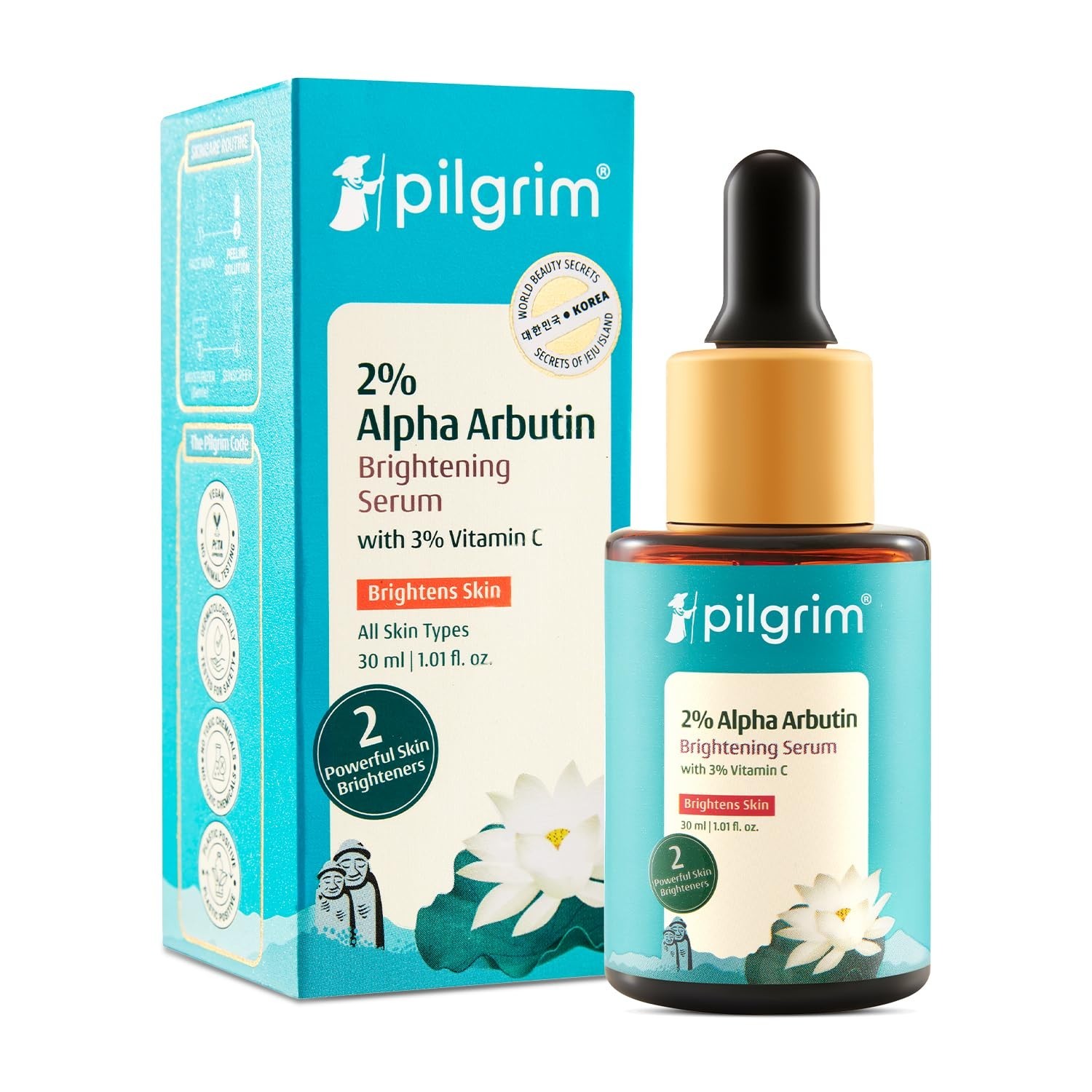 PILGRIM Korean 2% Alpha Arbutin & 3% Vitamin C Brightening Face Serum 30ml