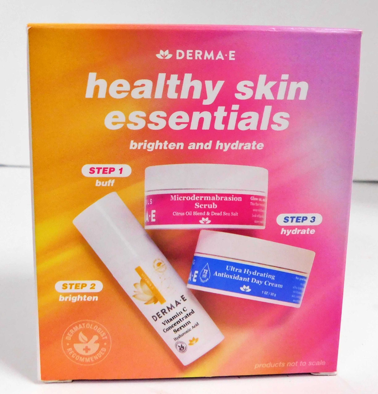 DERMA E healthy Skin Essentials Brighten And Hydrate 3 In 1 Buff Hydrate