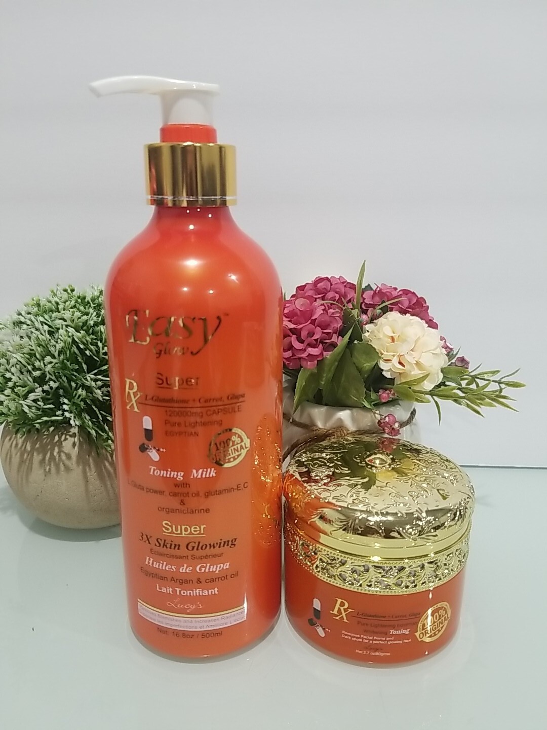 2in1 EASY Glow Whitening Body Lotion 500ml + Face Cream 💯 ORIGINAL
