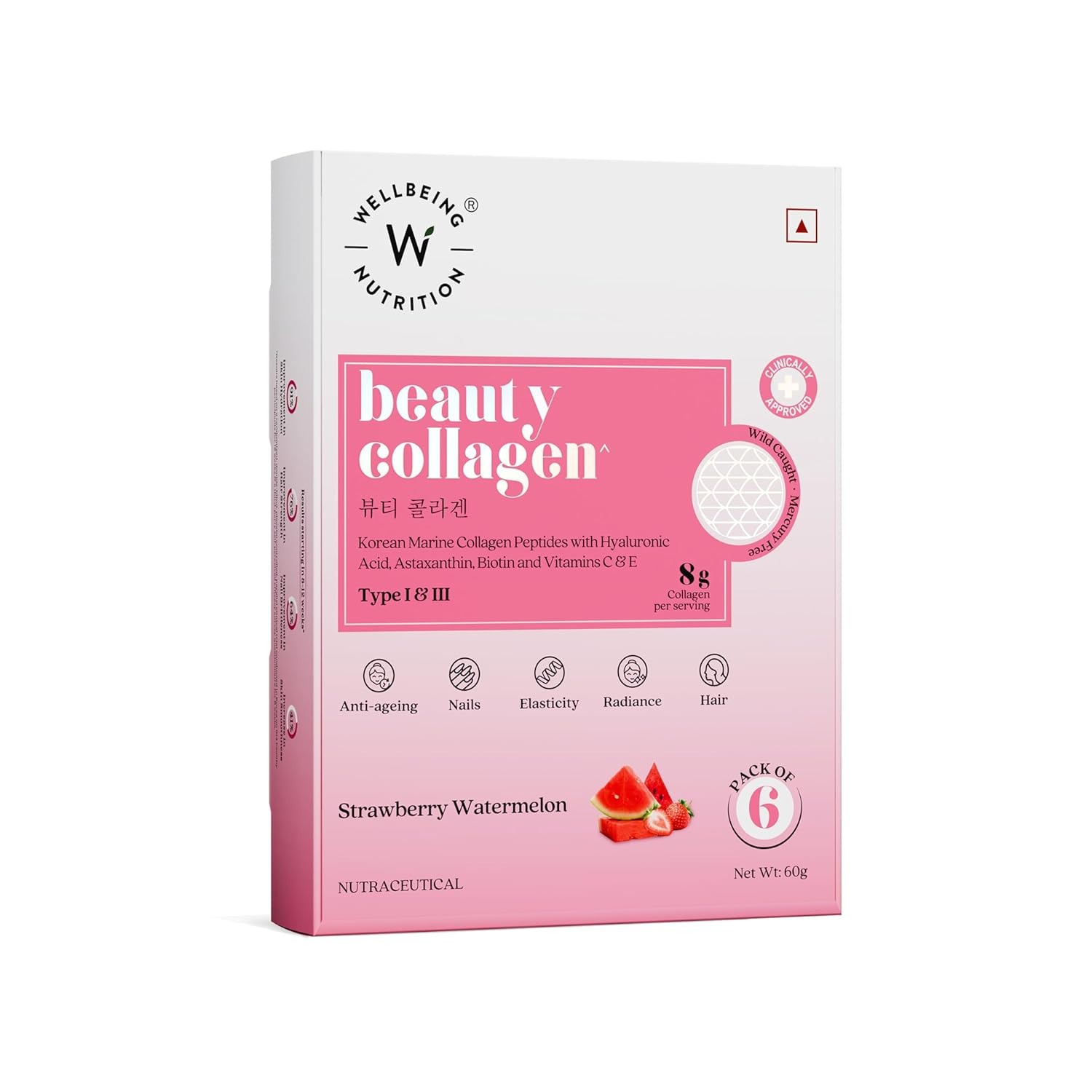 Wellbeing Nutrition Beauty Collagen Skin Radiance Peptides 60gms Pack of 6
