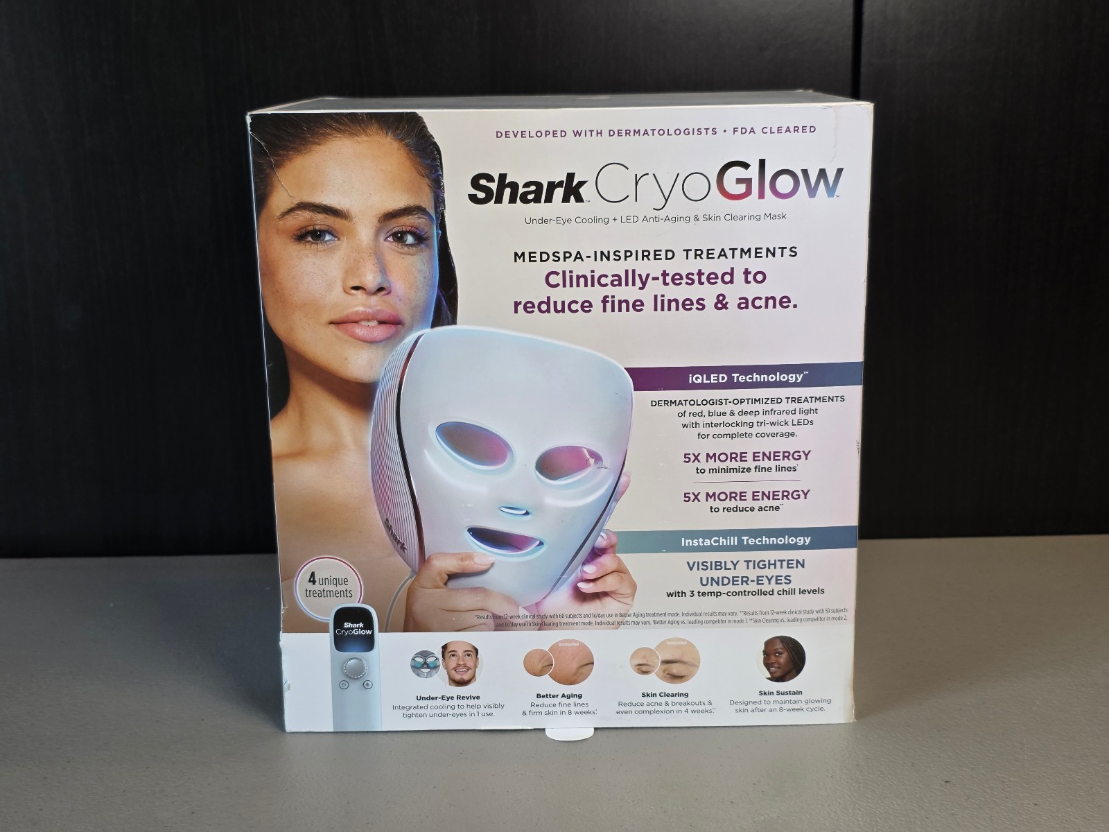 Shark CryoGlow Rechargable LED Under-Eye Cooling Anti-Aging Red Light Face Mask!