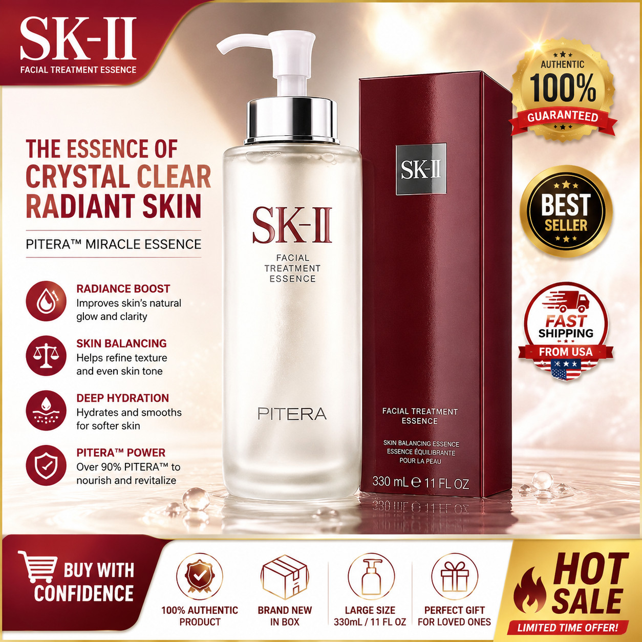 SK-II Facial Treatment Essence 11 fl oz / 330ml Authentic New Sealed Fast USA Sh