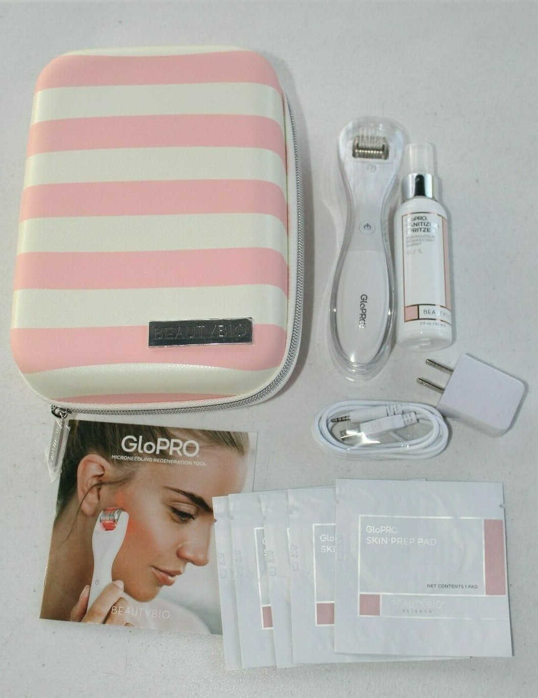 Beauty Bio Glo PRO Kit:Tool + Face Microneedle Tip + Pack N Glo Case + Prep Pads