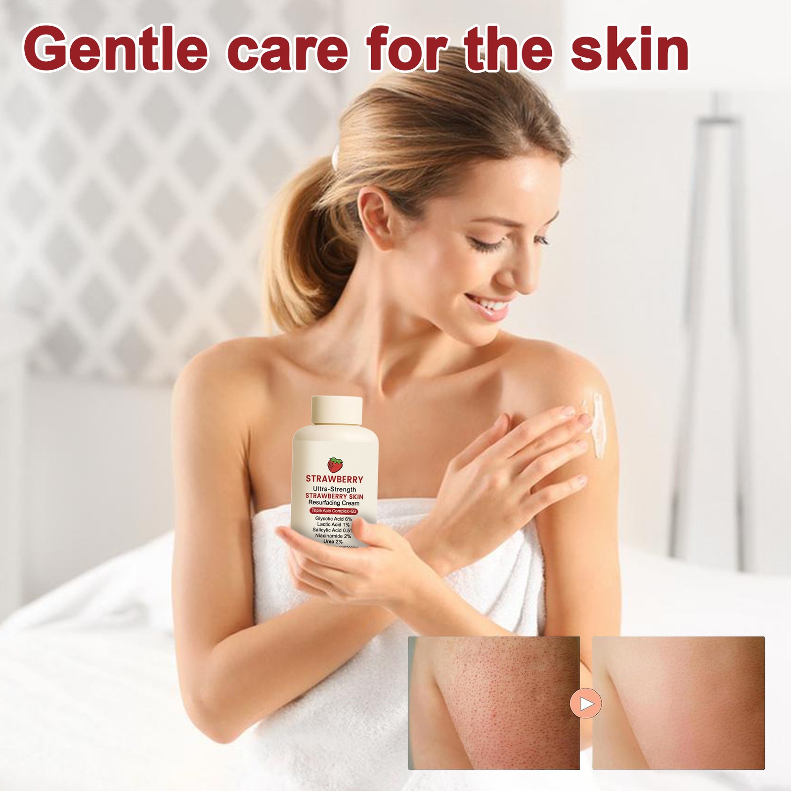 Strawberry Skin Resurfacing Cream, Soothing Moisturizer for Repair & Nourishment