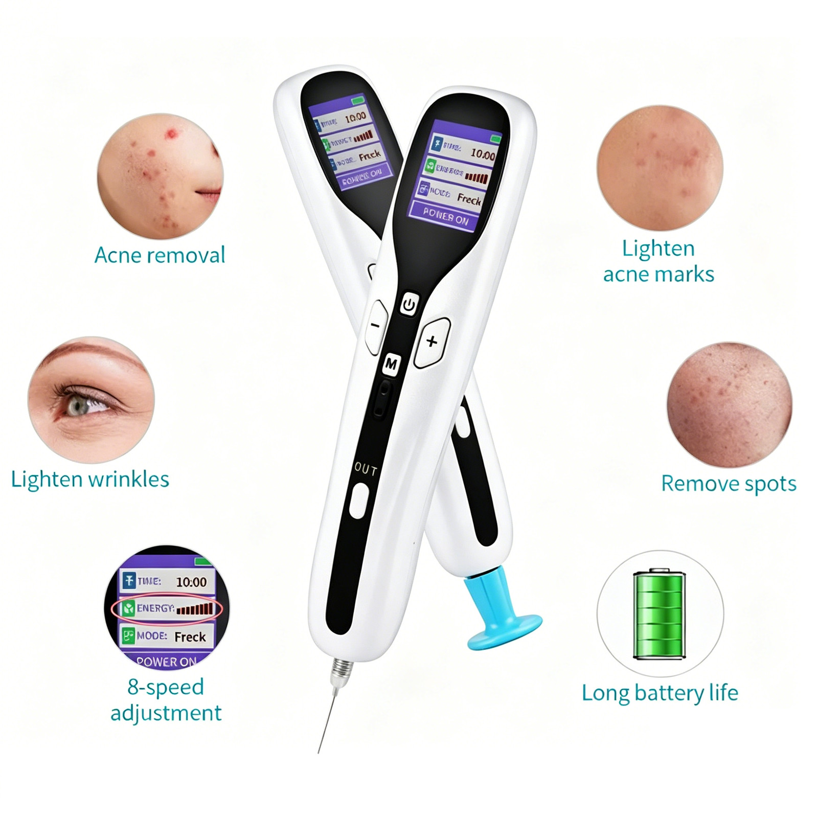 New USB Rechargeable Plasma Beauty Pen with Multiple Tips for Spot Cleaner US