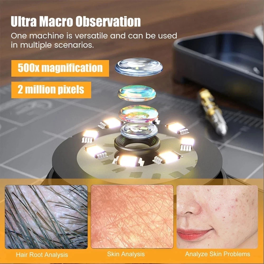 Handheld Dermatoscope Skin Analyzer Machine, Wireless Portable Digital Micros…