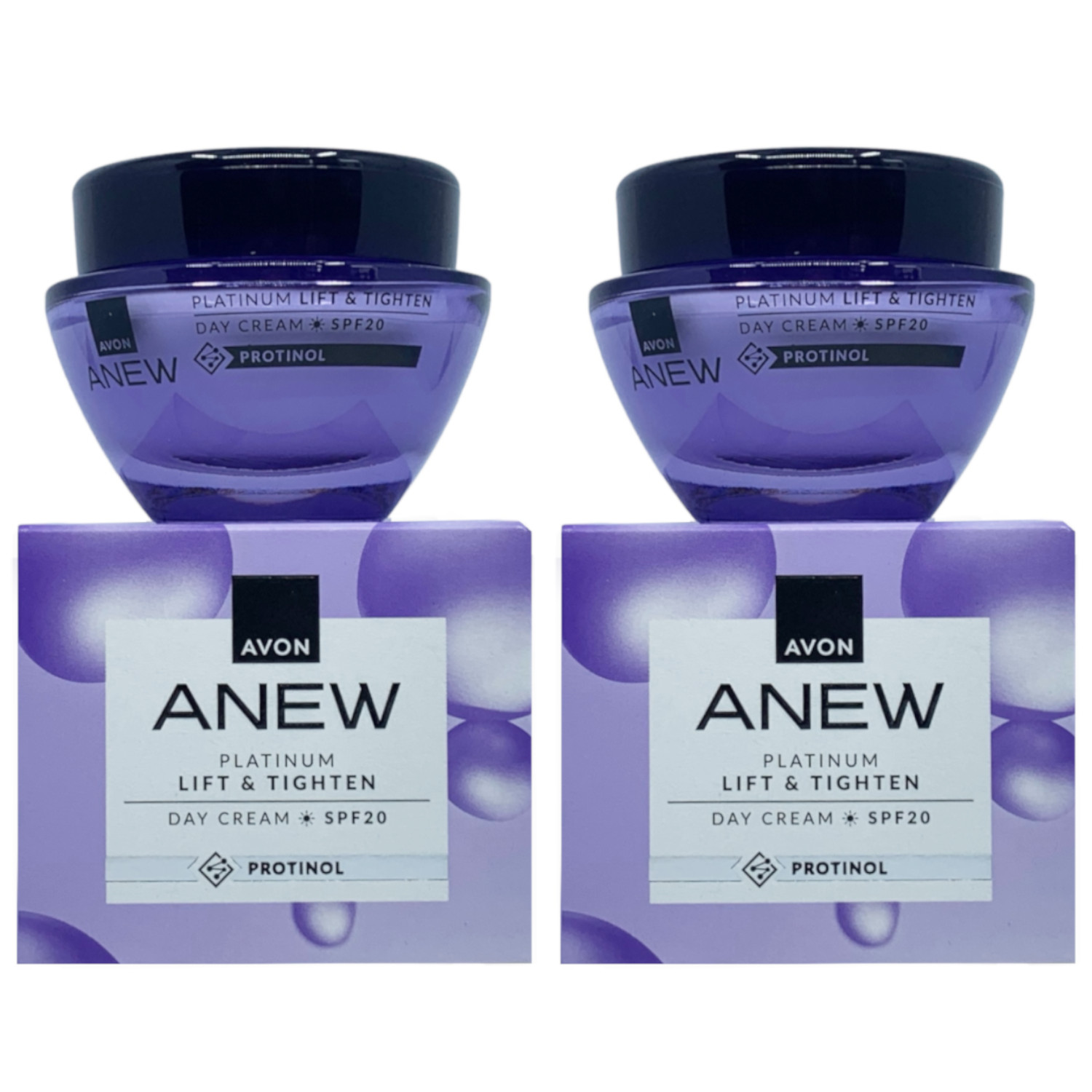 2 x Avon Anew Platinum Day Cream Lift & Tighten SPF 20 with Protinol 1.70 fl.oz