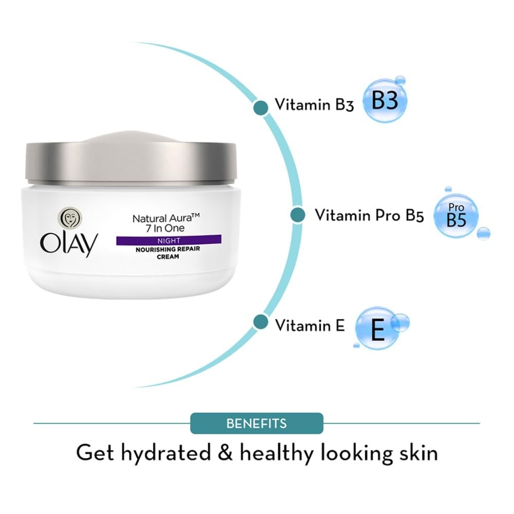 Olay Natural Aura Night Cream 50g Niacinamide Vitamin E Healthy Glow Skin Care