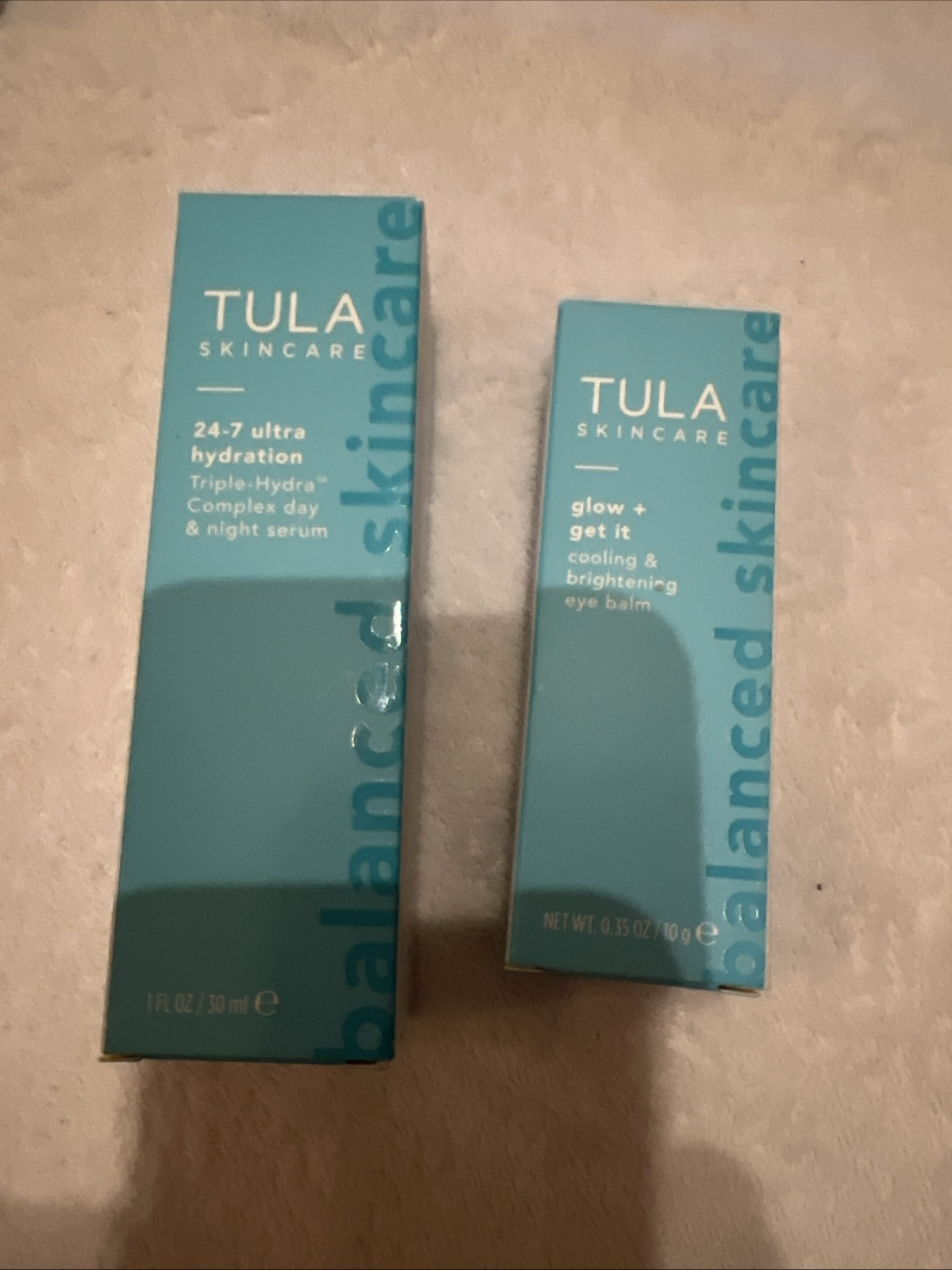 TULA 24/7 Hydra Complex Day&Nite Serum 1oz + Glow+Get It Cooling Eye Balm 0.35oz