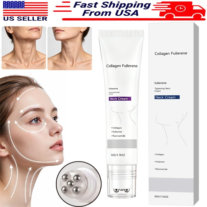 Magec Collagen Fullerene Neck Cream Firming Tightening with Roller 50g