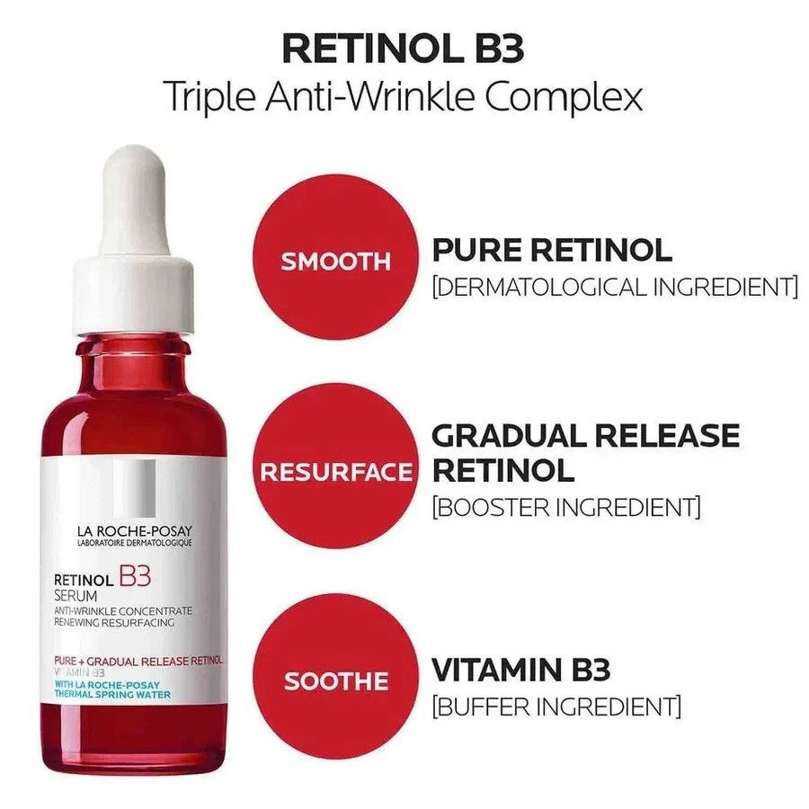 3X NEW LA ROCHE-POSAY RETINOL B3 SERUM ANTI-WRINKLE AND AGING CONCENTRATE EXP 28