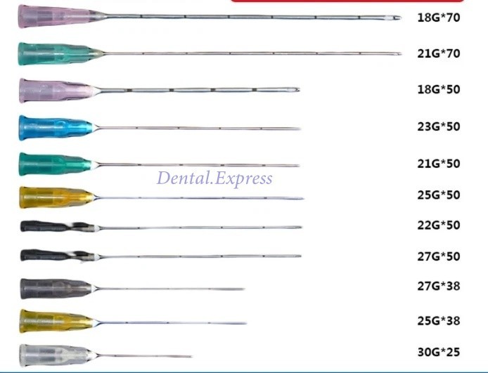 50Pcs Flexible Micro Cannula 18g/22g/23g/25g/27g/30g 38/50/70/100mm Blunt Filler