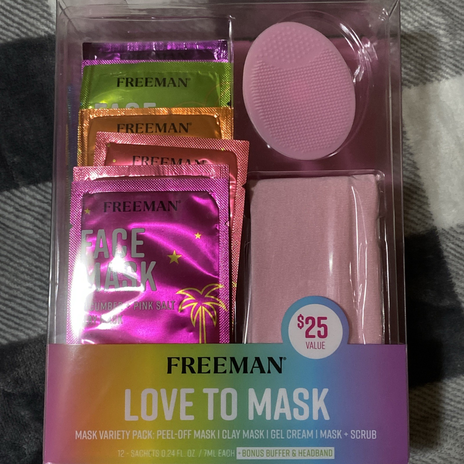 Freeman Facial Love To Mask Variety Pack- Peel Off, Clay, Gel Cream, Scrub