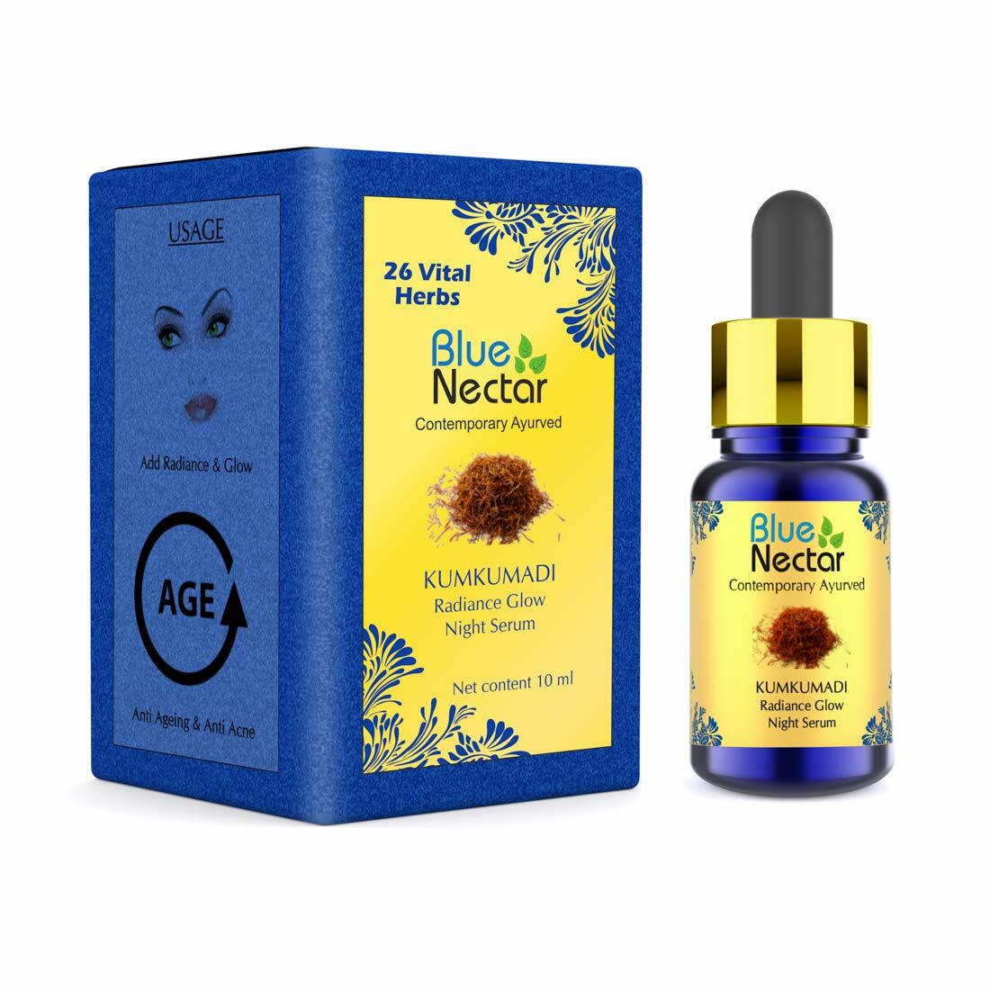 Blue Nectar Kumkumadi Tailam Face Serum With Pure Sandalwood, Saffron 10ml-