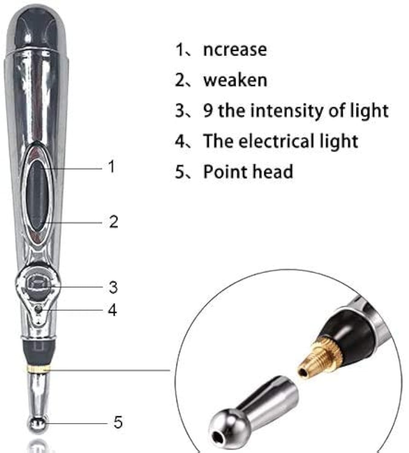 Zeerkeer Acupuncture Pen 3-in-1 Electronic 7 Piece Set, Battery Powered