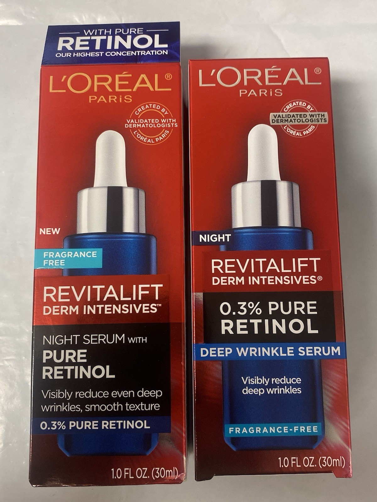 2 L’Oreal Paris Revitalift Derm Intensives Night Serum 0.3% Pure Retinol 1 oz