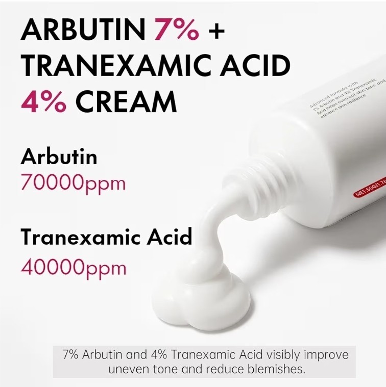 Crema De Arbutina 7% y Acido Tranexamico 4% Para Manchas Productos Coreanos Piel