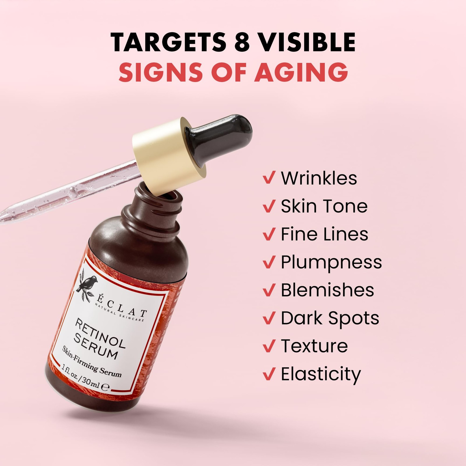Eclat Skincare Renewing Retinol Serum for Face – 1 Fl Oz (Pack of 1), Clear