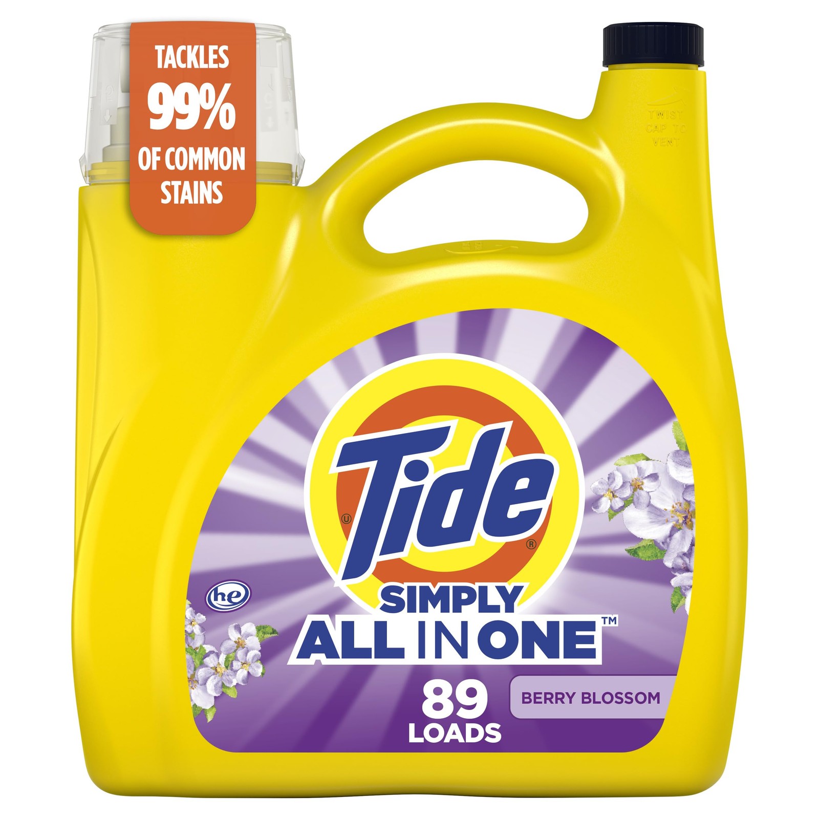 Tide Simply All-In-One Liquid Laundry Detergent, Berry 117 Fl Oz (Pack of 1)
