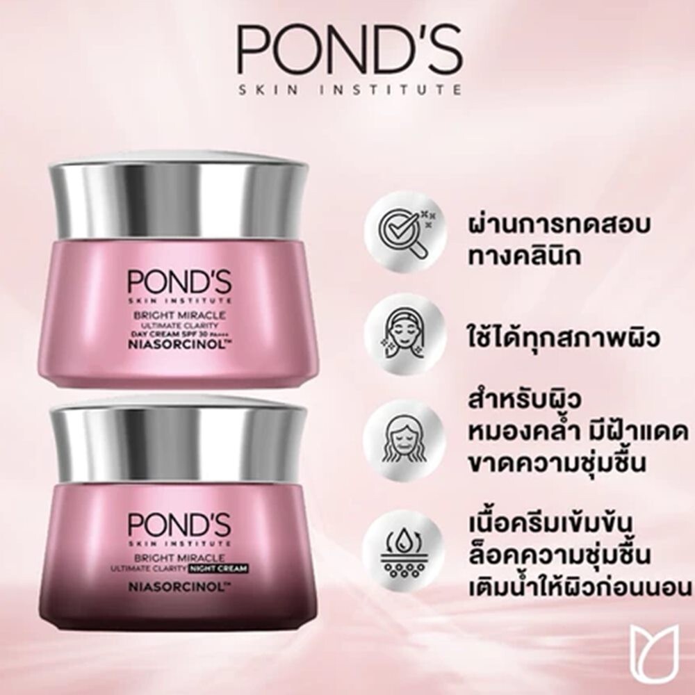 Pond’s Bright Miracle Day Cream Spf15, Clear Face Cream, 45 g X1 Jar Niasorcinol
