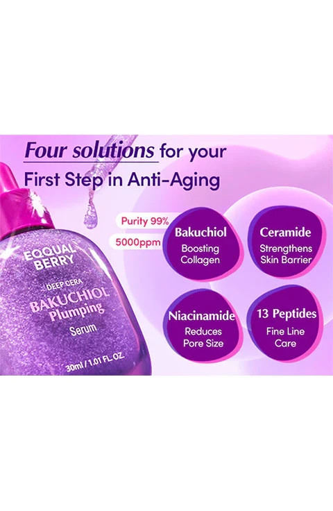 Bakuchiol Eqqualberry Plumping Serum – Anti-Aging, Skin-Firming Skincare