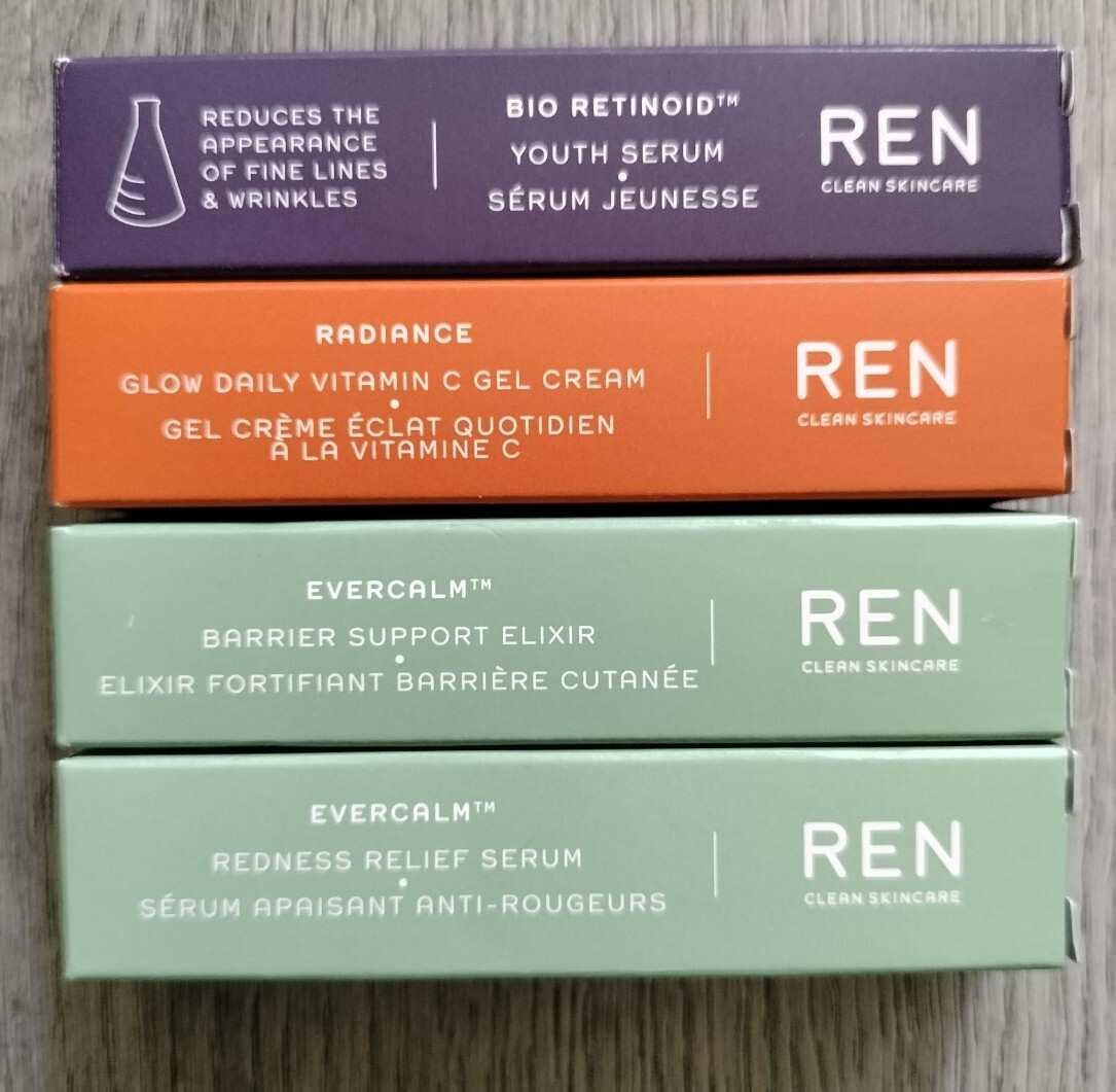 REN Bio-Retinoid Serum+Radiance Gel Cream+Evercalm Barrier Elixir+Redness Relief