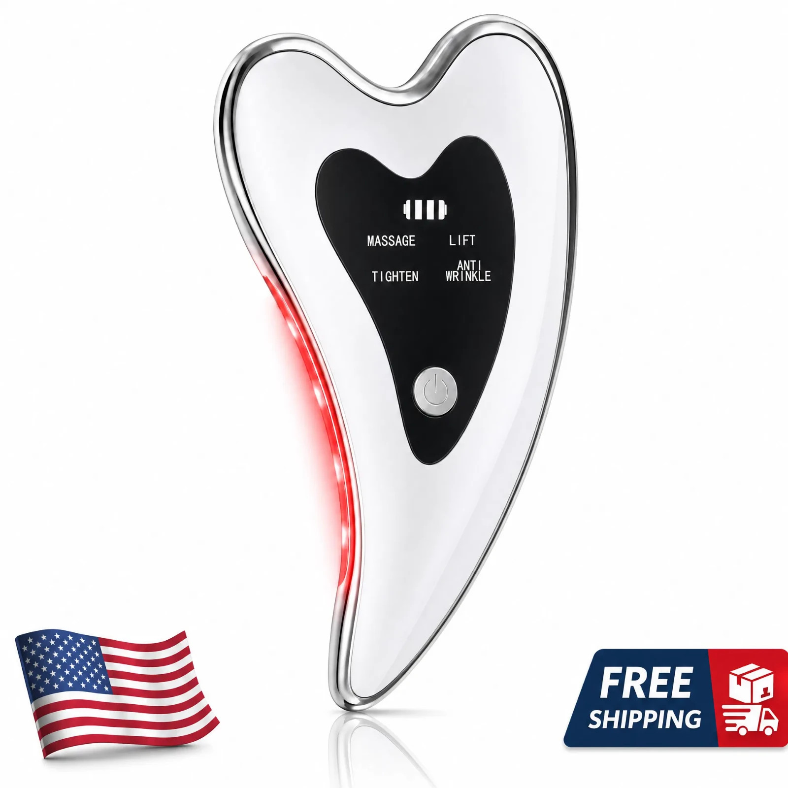 Electric Gua Sha Facial Tool Red Light Therapy Heated Vibration Face Massager