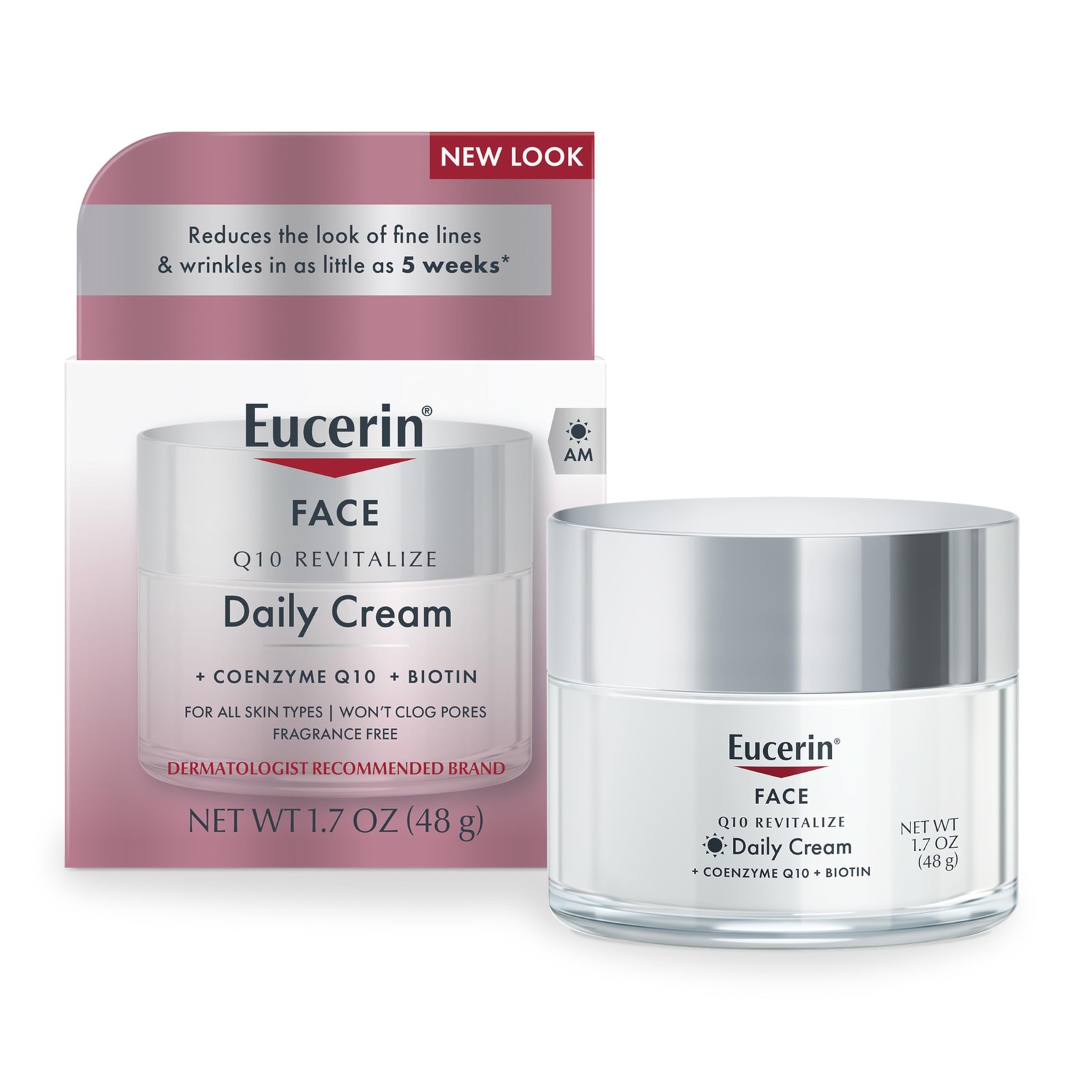 Eucerin Q10 Anti-Wrinkle Face Cream, Unscented 1.7 Ounce (Pack of 1), White