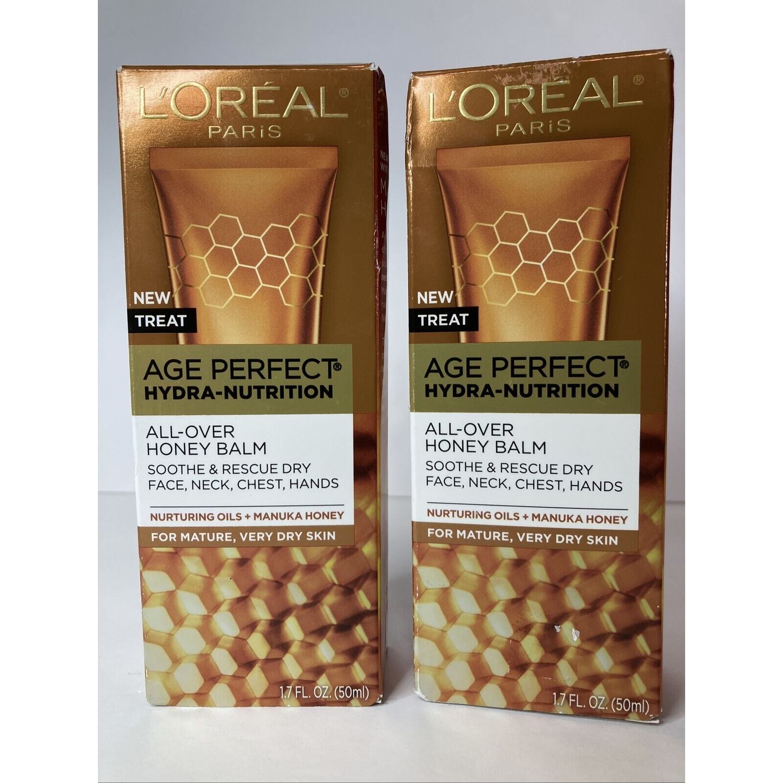 L’Oréal Age Perfect Honey Balm Hydra Nutrition Dry Mature Skin 1.7 oz Lot of 2