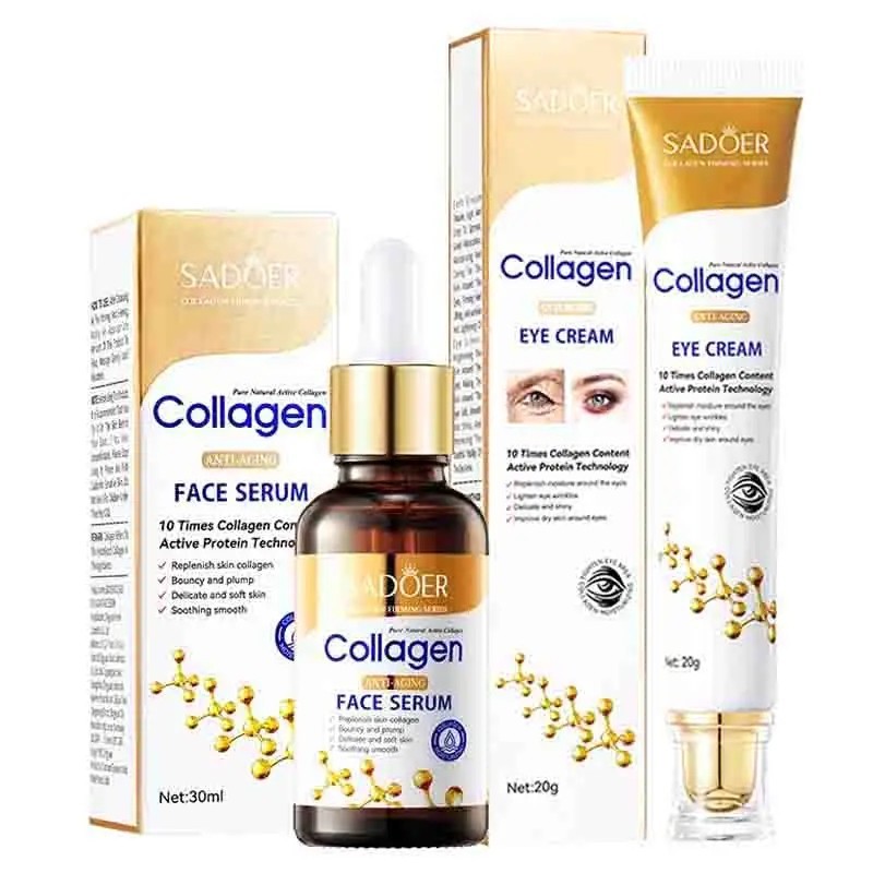 SADOER Collagen Skin Care Sets Anti Wrinkles Serum & Eye Cream Moisturizing Kit