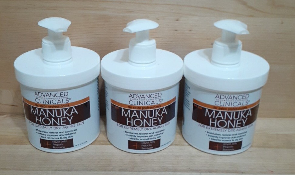 3 PACK: Advanced Clinicals MANUKA HONEY Moisturizing Skin Lotion BEES WAX 16 oz