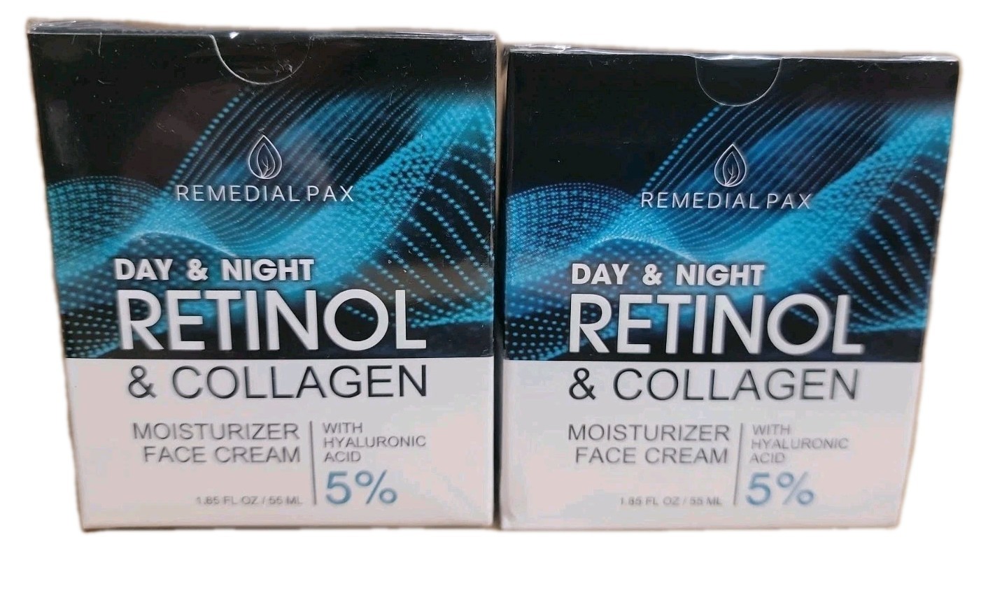 2x Lot Pack Day Night Retinol Collagen Moisturizer Face Cream Anti-aging 55 ml