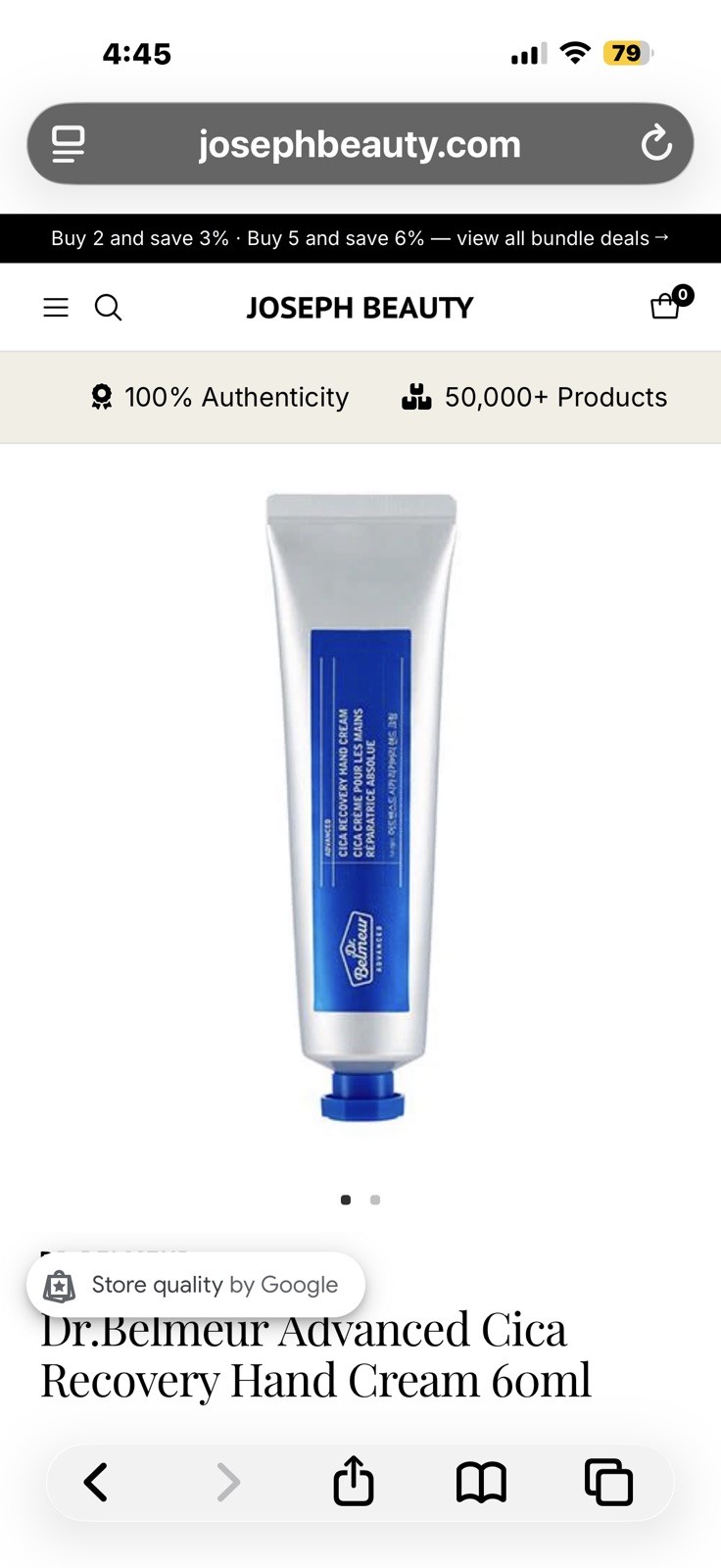 Dr. Belmeur Advanced Cica Recovery Hand Cream NIB Expired 2/2025