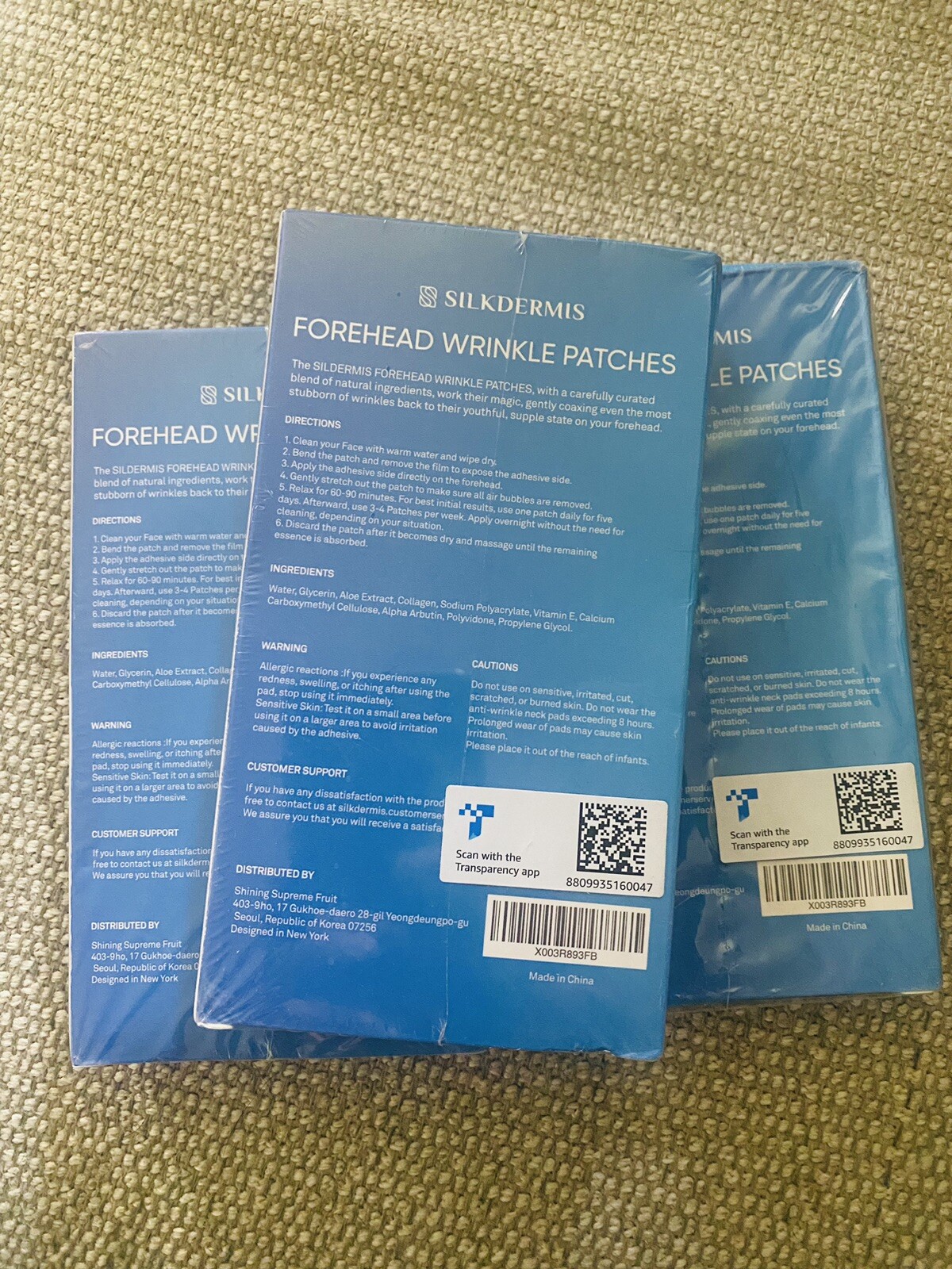 SILKDERMIS Forehead Wrinkle Patches,3 Packs Of 12 Ct Each Pack