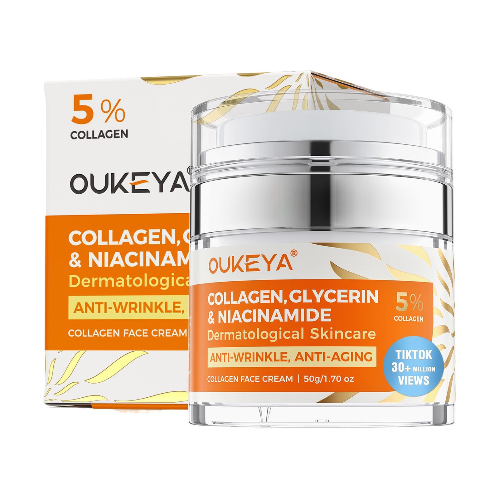 OUKEYA Collagen Anti-Aging Cream For Repair Wrinkle with 5% Hyaluronic Acid 50g