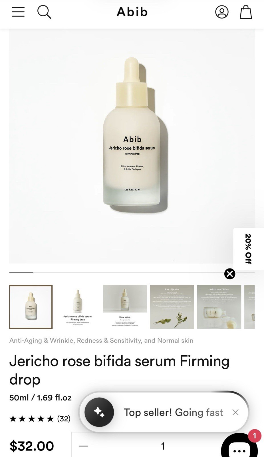 Abib Jericho Rose Bifida Serum Firming Drop 50 mL